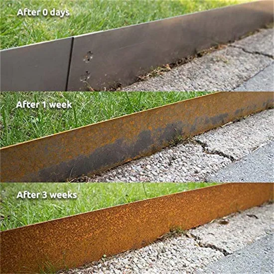 Corten Steel Garden Steps with Retaining Wall and Landscape Edging