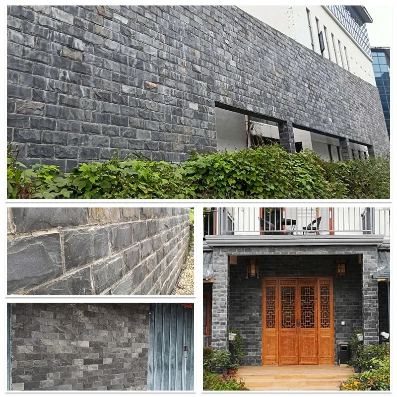 Black Slate Mushroom Tiles Stone Wall Facade Mushroom Wall Stone for Wall Panel Cladding and Wall Corner