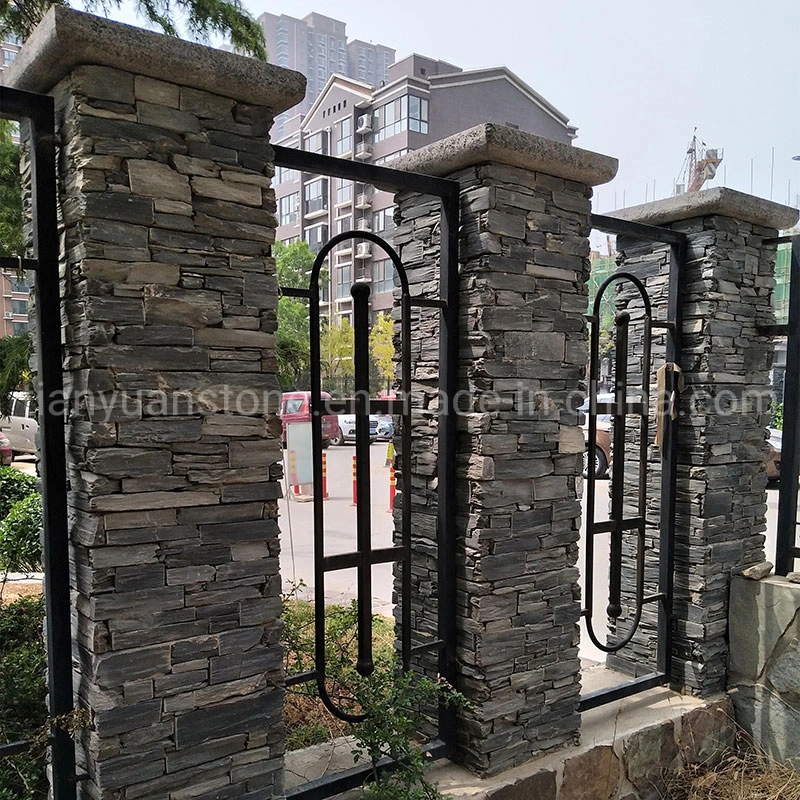 Slate Stacked Stone Column, Mail Post Stone, Entrance Column Stone